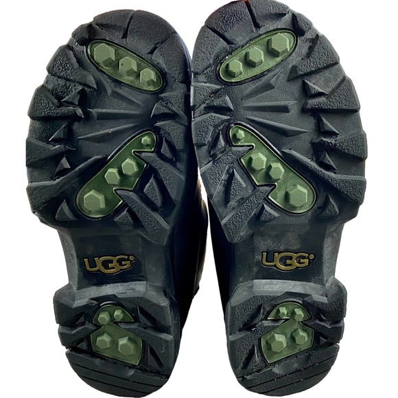 NIB UGG Moto 5150 unisex Black Leather Shearling Side Zip Ankle Boots US 10 - Picture 5 of 6